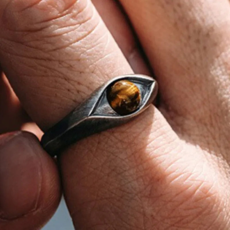 VENTFILLE 925 Sterling Silber Ring für Frauen Tigerauge Stein Retro Punk Rock Einstellbare Schmuck Geschenk Dropshipping