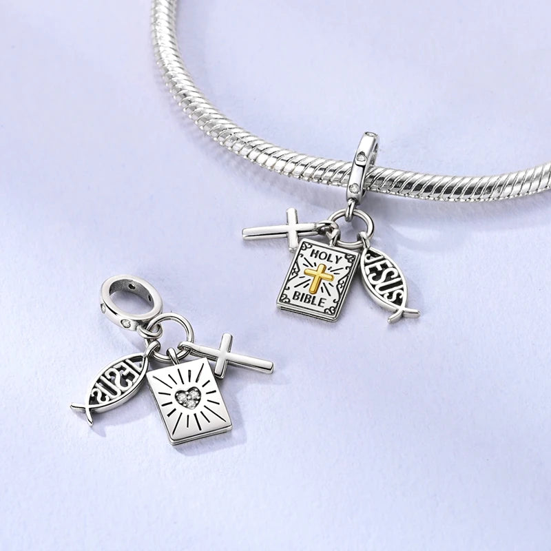 Heißer Verkauf Charms Perlen 925 Sterling Silber Farbe Bogen Kreuz Lebensbaum Perlen Fit DIY Original Armreif Charme Anhänger Schmuck