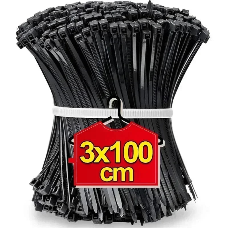 2000/100 Stück selbstsichernde Nylon-Kabelbinder, Kunststoff-Kabelbinder, robuste Kabelbefestigungsringe, Schlaufen-Hardware-Organizer, Drahtbänder