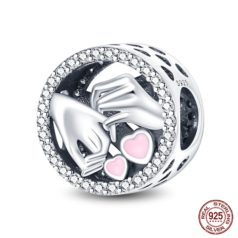 Charms aus 925er-Sterlingsilber, romantische Herz-Serie, Perlen, passend für Qikaola 925 Original-Armbänder, DIY-Schmuck zum Muttertag, Geschenke
