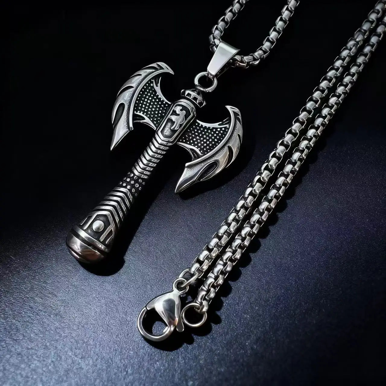 HNSP 316L Edelstahl Viking Axt Anhänger Halskette Für Männer Punk Stil Schmuck Zubehör Männliche Geschenk