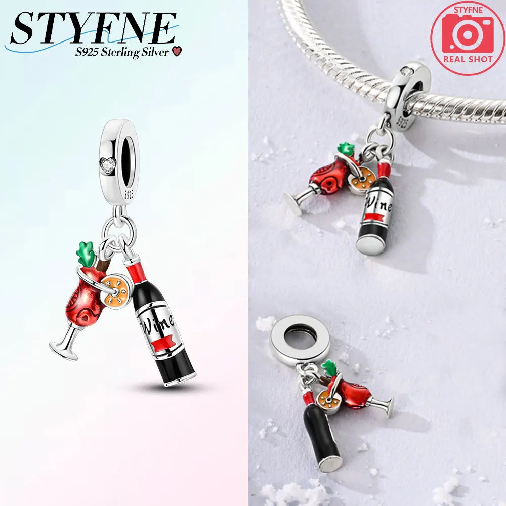 Charm-Anhänger aus 925er-Sterlingsilber, Vintage-Stil, blaues und weißes Porzellan, Teetasse, Perlen, passend für Original-Armbänder, Schmuck, Geschenk