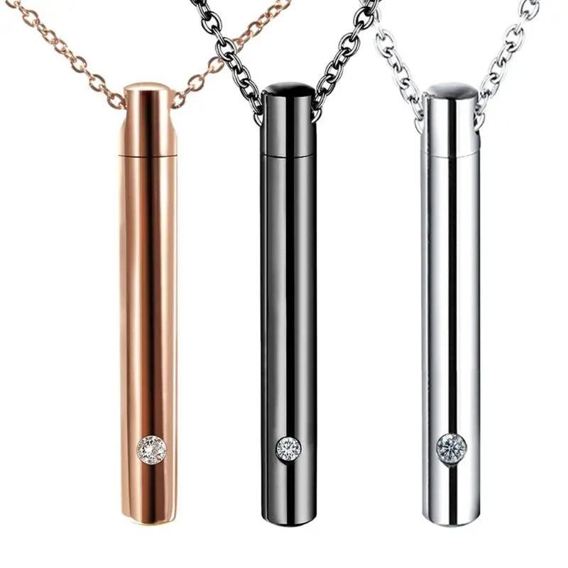 Zylinder Pet Urnen Halskette Edelstahl Katze Hund Asche Memorial Container Halter Schmuck Memorial Andenken Pendantat