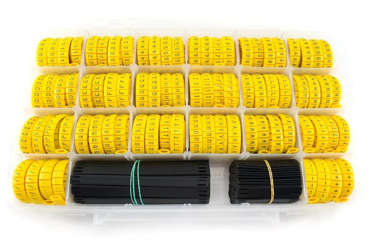 330-teiliges Routenmarker-Set in Schwarz auf Gelb, K-Typ-Kabelmarkierungsetiketten, Kabelnummernmarkierungen für Kabel bis A bis Z, Nummern 0 bis 9