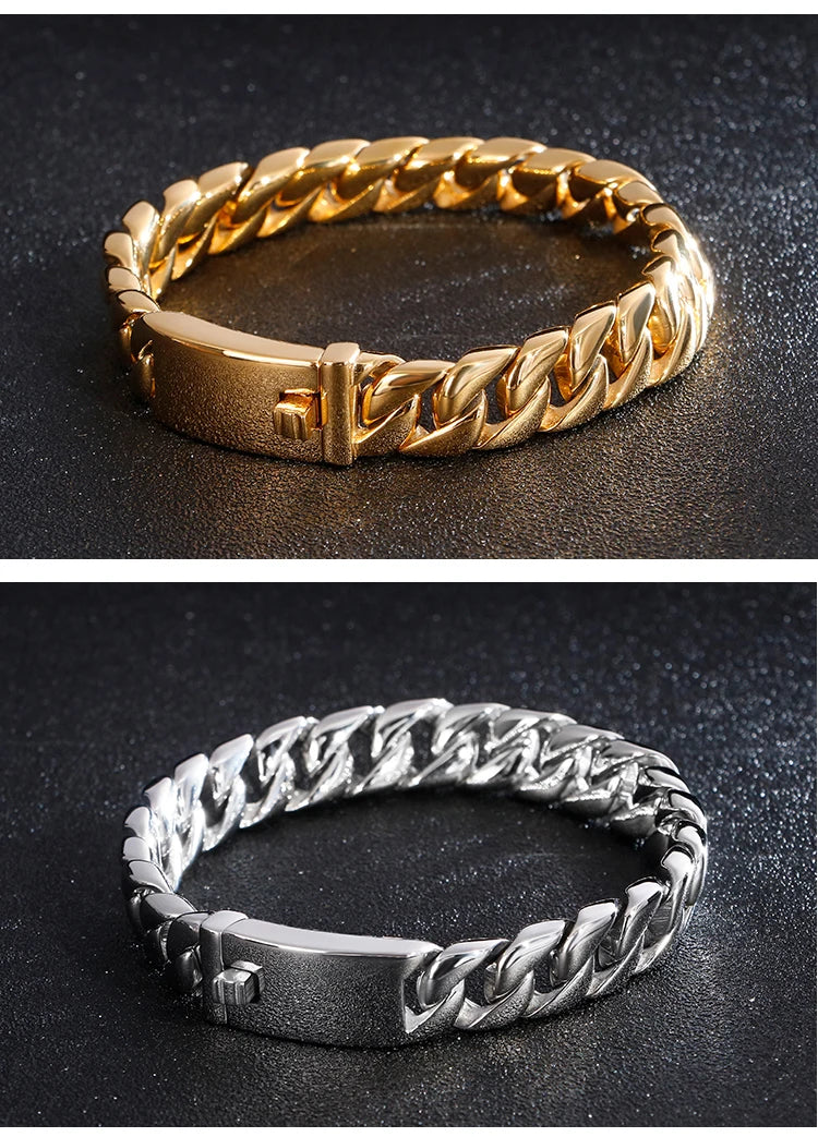 20/26/31MM 316L Edelstahl Curb Kubanisches Armband Riesige Schwere Silber Farbe Ton Schmuck Herren Frauen Biker Bike Kette Armbänder