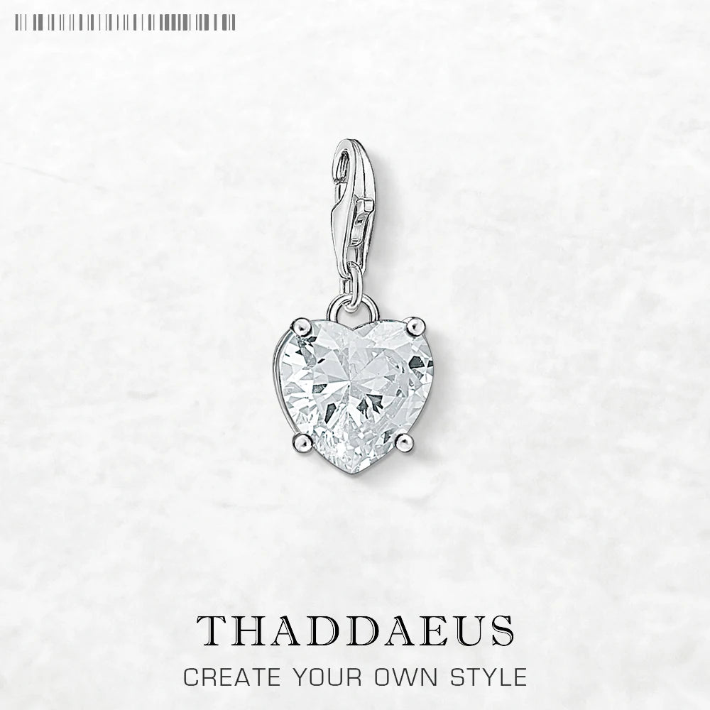 Heißer Modeschmuck, weißer Zirkon-Herz-Anhänger, baumelnder Charme, reines 925er-Sterlingsilber, romantisches Geschenk für Frauen