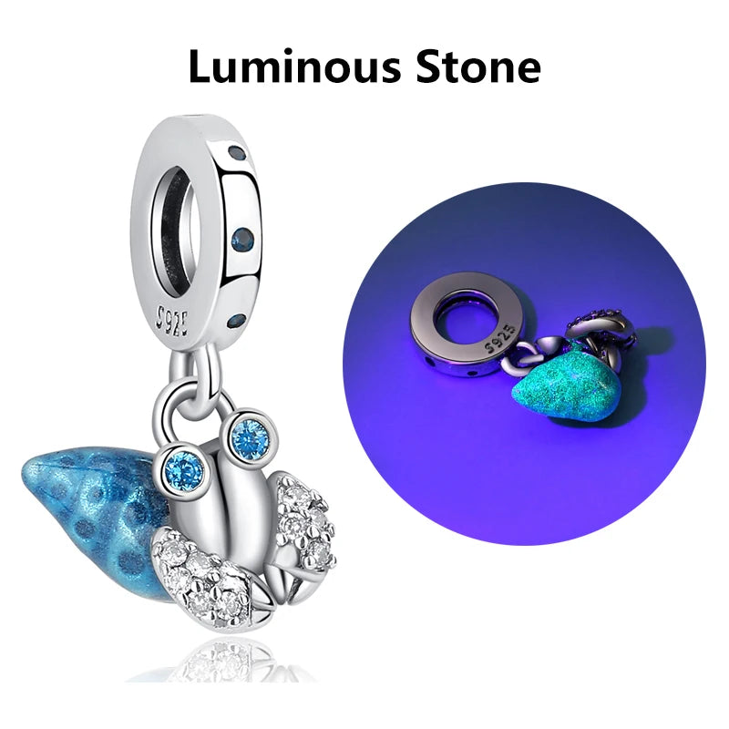 Original 925 Sterling Silber Charms Meeresschildkröte Anhänger Kristall Perlen Fit Marke Armbänder Halsketten Diy Schmuck Für Frauen