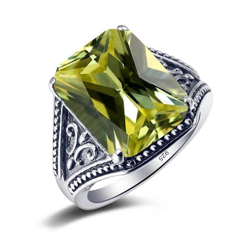 100 % 925 Sterling Silber Granat Herrenringe mit Stein 12*16mm Rechteck großer Vintage byzantinischer Schmuck Geschenke für Männer