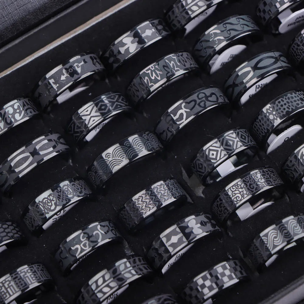 10 Teile/los Trendy Klassische männer frauen Öl Tropft Edelstahl Ringe, Retro Schmuck Geschenke, Gemischte Stil