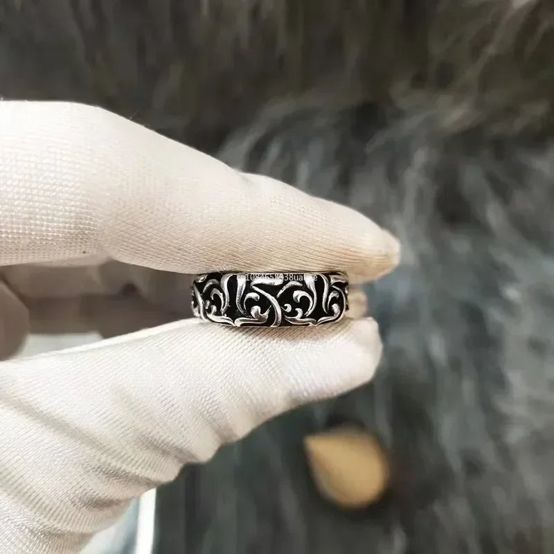 Retro Ewiger Rebe Ring Silber Farbe Punk Gothic Vintage Offener Ring für Männer Frauen Handgefertigter Designer-Schmuck Unisex-Accessoires