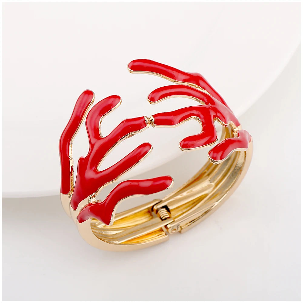 KAYMEN Neues wunderschönes Korallen-Design, luxuriöses Manschettenarmband, Statement-Armreif, Modeschmuck für Frauen, Verlobung, Hochzeit, Zubehör