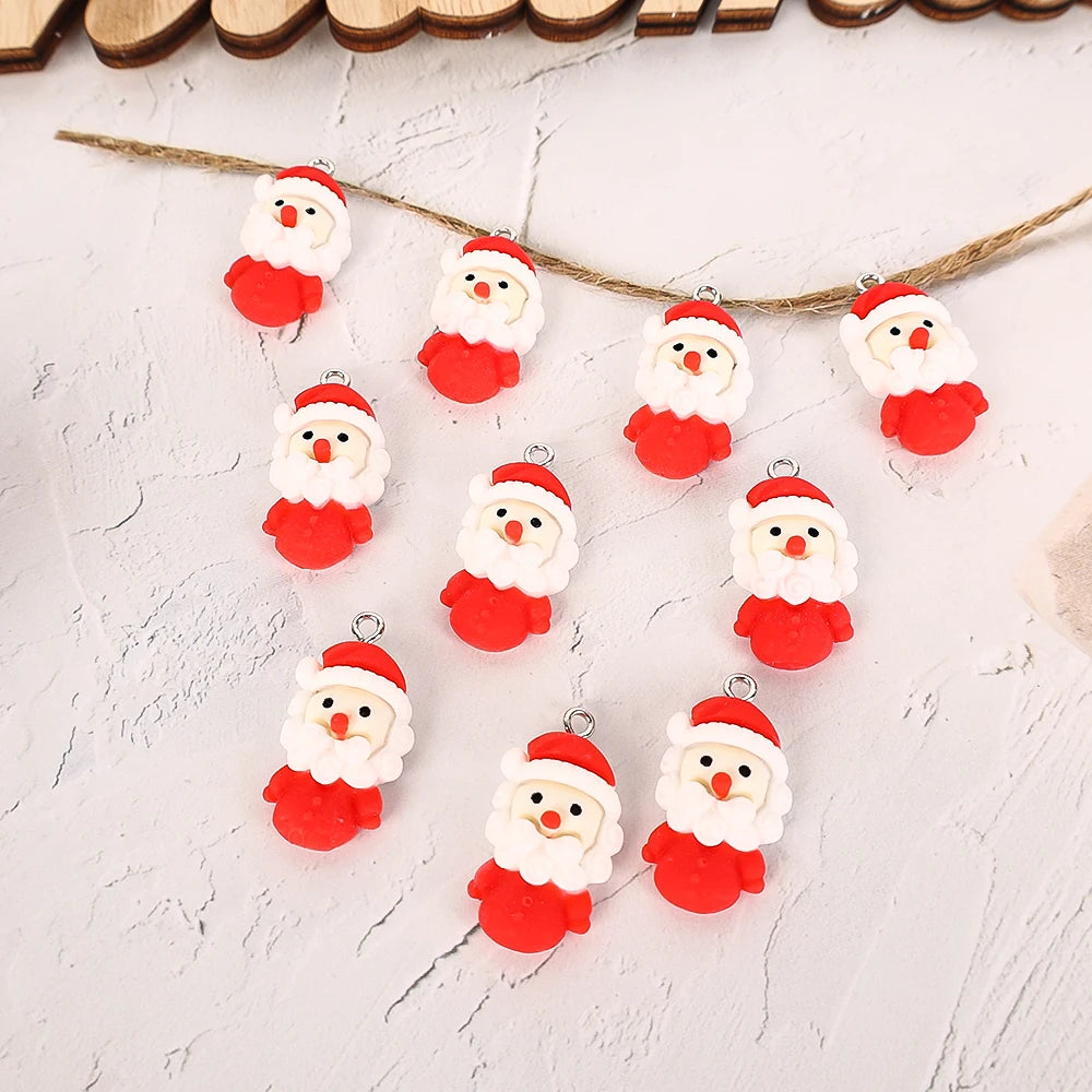 10 Stück Weihnachten Lebkuchenmann Weihnachtsmann Charms Harz Anhänger Charms für Ohrring Armband Schlüsselanhänger Kinderspielzeug Diy Schmuckherstellung