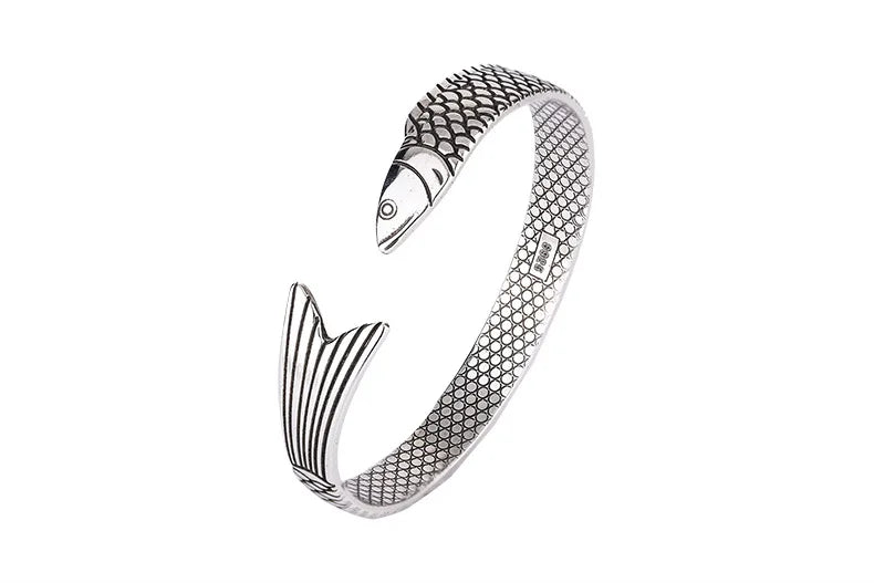 Neue kreative Mode Persönlichkeit Glück Glück Transfer Drachen Armbänder 925 Sterling Silber Schmuck Fisch Armreifen TYB110
