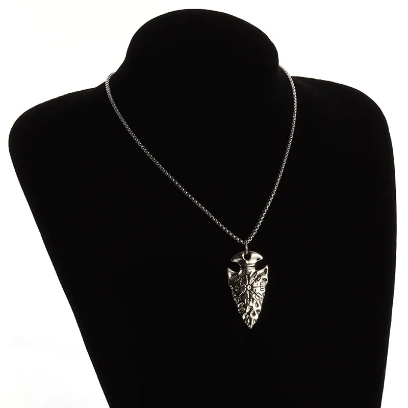 Retro-Trend nordischen Kompass Speerspitze Halskette Männer Frauen Amulett Halskette Schmuck Geschenk