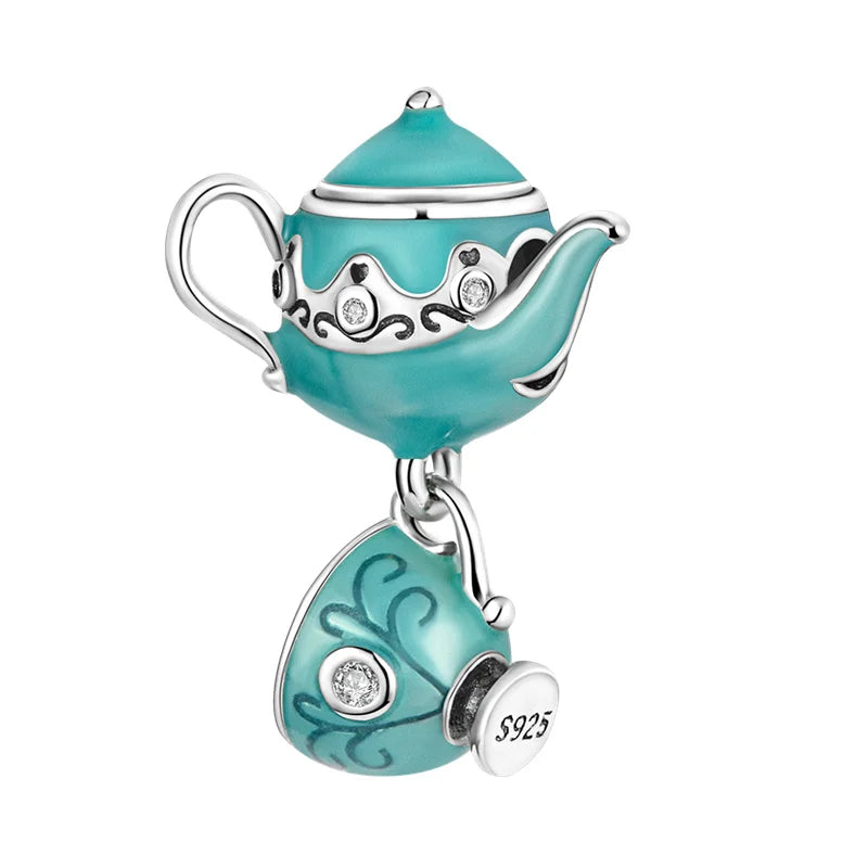 Echtes 925 Sterling Silber Buch Und Kaffeetasse Charms Fit Original Pand 3mm Armband Anhänger Perlen Frauen Edlen schmuck