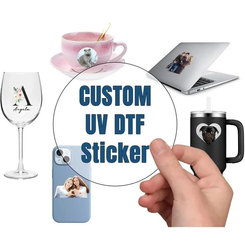 100 Stück permanent klebende, vielseitig einsetzbare, wasserfeste, waschbare Produktverpackungsetiketten, Abziehbilder, UV-Vinyl-Transferaufkleber, Etikett