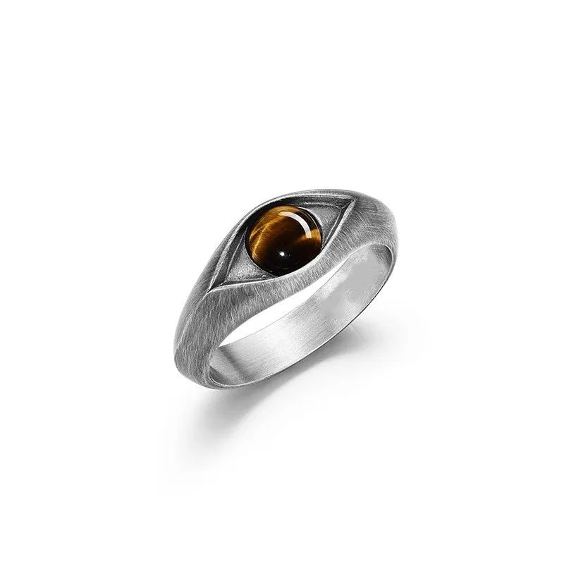 VENTFILLE 925 Sterling Silber Ring für Frauen Tigerauge Stein Retro Punk Rock Einstellbare Schmuck Geschenk Dropshipping