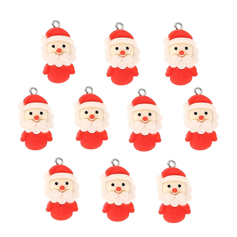 10 Stück Weihnachten Lebkuchenmann Weihnachtsmann Charms Harz Anhänger Charms für Ohrring Armband Schlüsselanhänger Kinderspielzeug Diy Schmuckherstellung