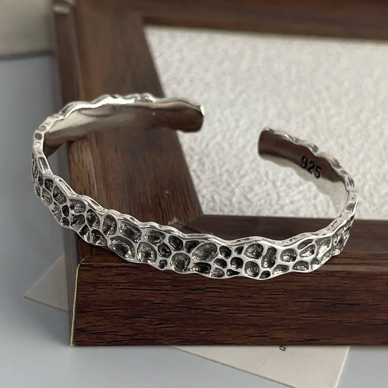 100 % massives 925er Sterlingsilber-Metallarmband für Damen, Vintage, handgefertigt, schlichtes Retro-Blumenkettenarmband, Geburtstagsgeschenk, Party