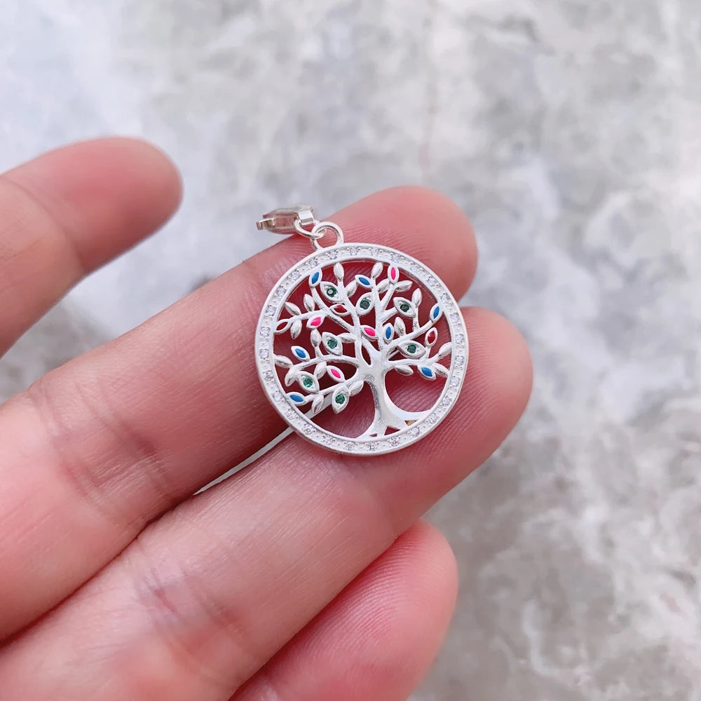 Echter 925er Sterlingsilber-Modeschmuck, bunter Baum-Anhänger, Charm für Frauen, Tropfenverschiffen, Großhandel