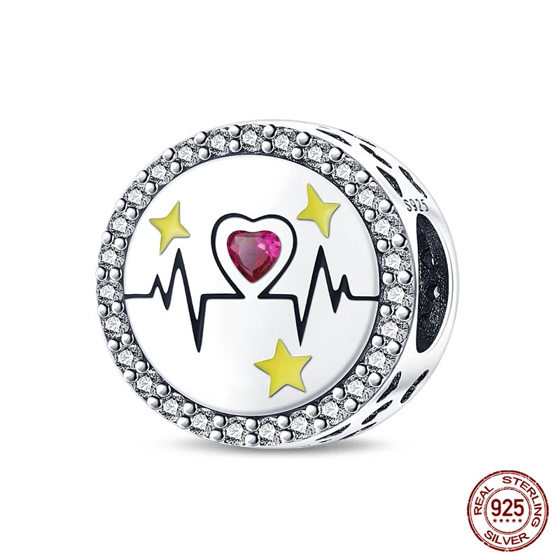 Charms aus 925er-Sterlingsilber, romantische Herz-Serie, Perlen, passend für Qikaola 925 Original-Armbänder, DIY-Schmuck zum Muttertag, Geschenke