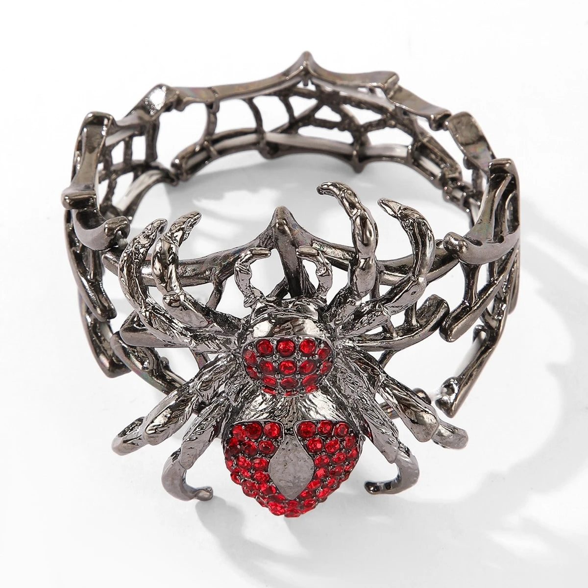 Halloween-Schmuck, lustig, schrullig, Legierung, Strass, Spinne, elastisch, verstellbar, Armreif für Damen, Party-Zubehör