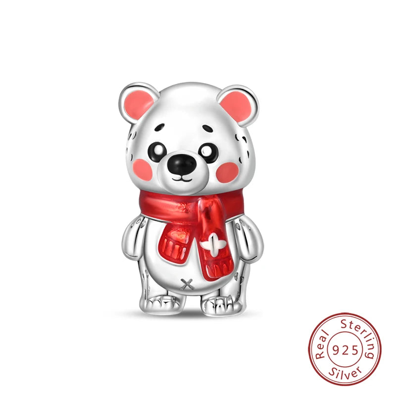 Winter-Charm, Original-Charm-Anhänger aus 925er-Sterlingsilber, Schneeflocke, Schneemann, Pinguin, für Frauen, feiner DIY-Geburtstagsschmuck, Geschenke