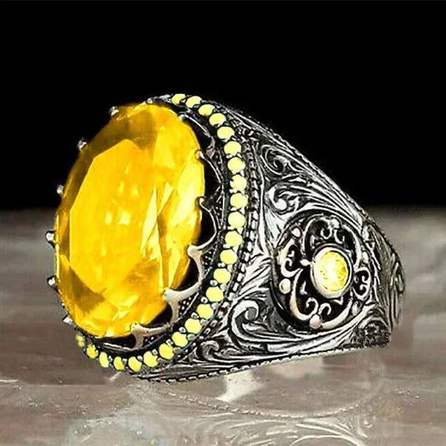 Europäischer und amerikanischer eingelegter Smaragd-Herrenring Türkei Retro dominanter Persönlichkeitsring, um den Bankett-Party-Schmuck teilzunehmen