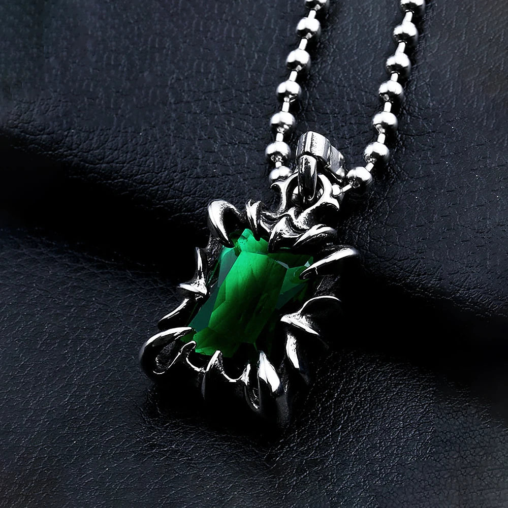 Vintage Mode rot/schwarz/blau/grün Farbe Stein Anhänger Halskette für Männer Frauen Edelstahl Punk Paar Schmuck Drops hipping