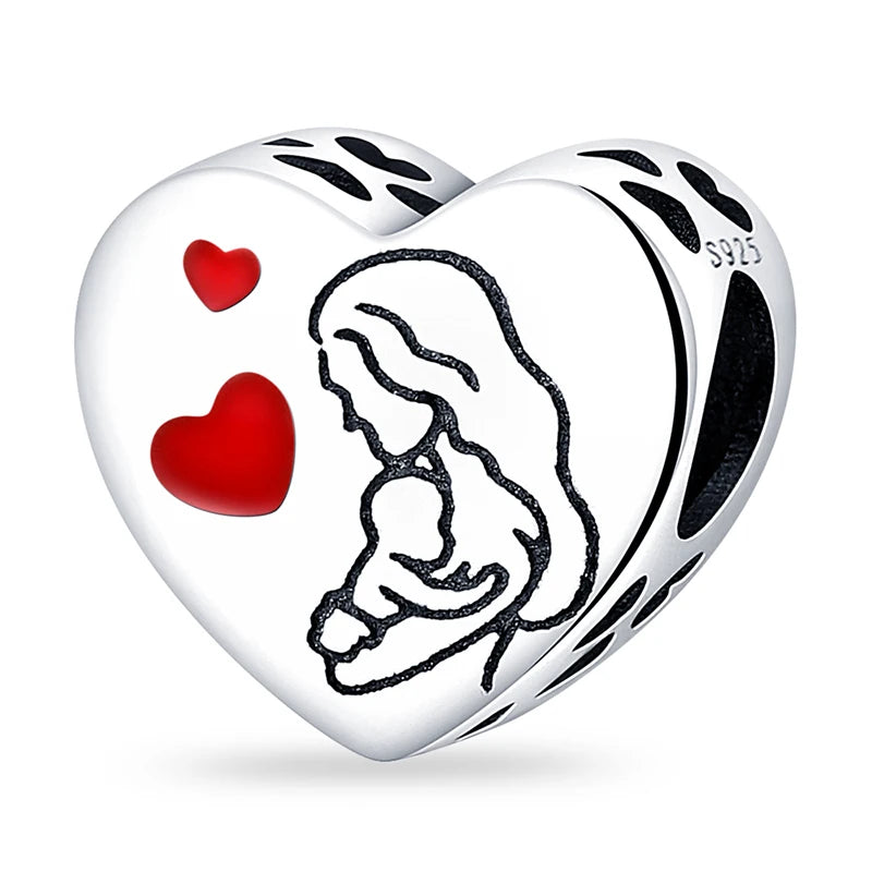 Charms aus 925er-Sterlingsilber, romantische Herz-Serie, Perlen, passend für Qikaola 925 Original-Armbänder, DIY-Schmuck zum Muttertag, Geschenke