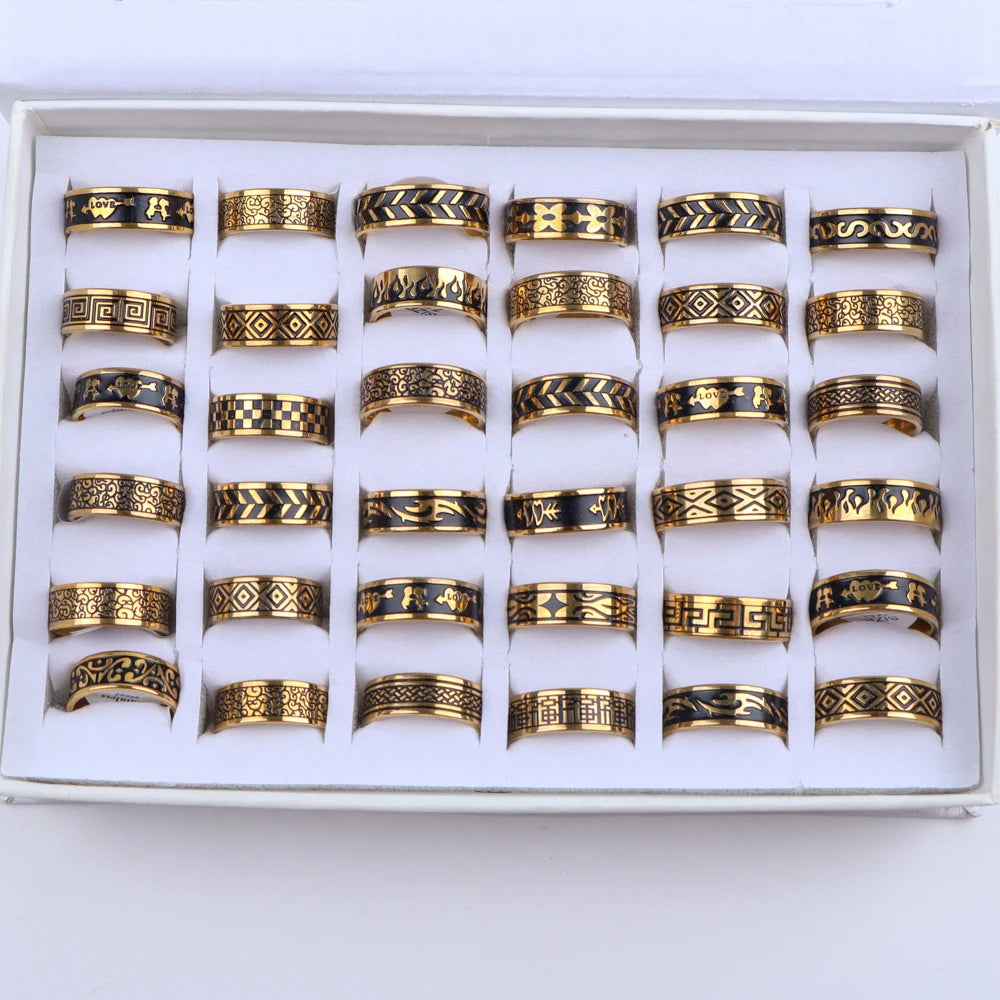 10 Teile/los Trendy Klassische männer frauen Öl Tropft Edelstahl Ringe, Retro Schmuck Geschenke, Gemischte Stil