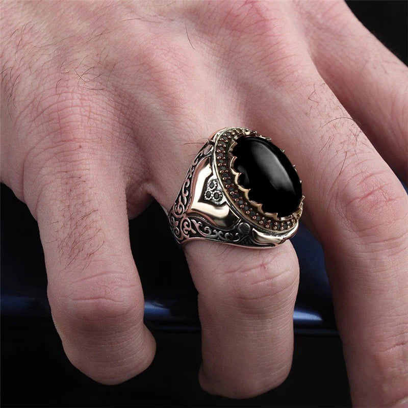 Trendy Handgemachte Nahen Osten Arabisch Türkische Siegelringe Für Männer Alte Silber Farbe Rot Granat Stein Flamme Ring Hochzeit Schmuck