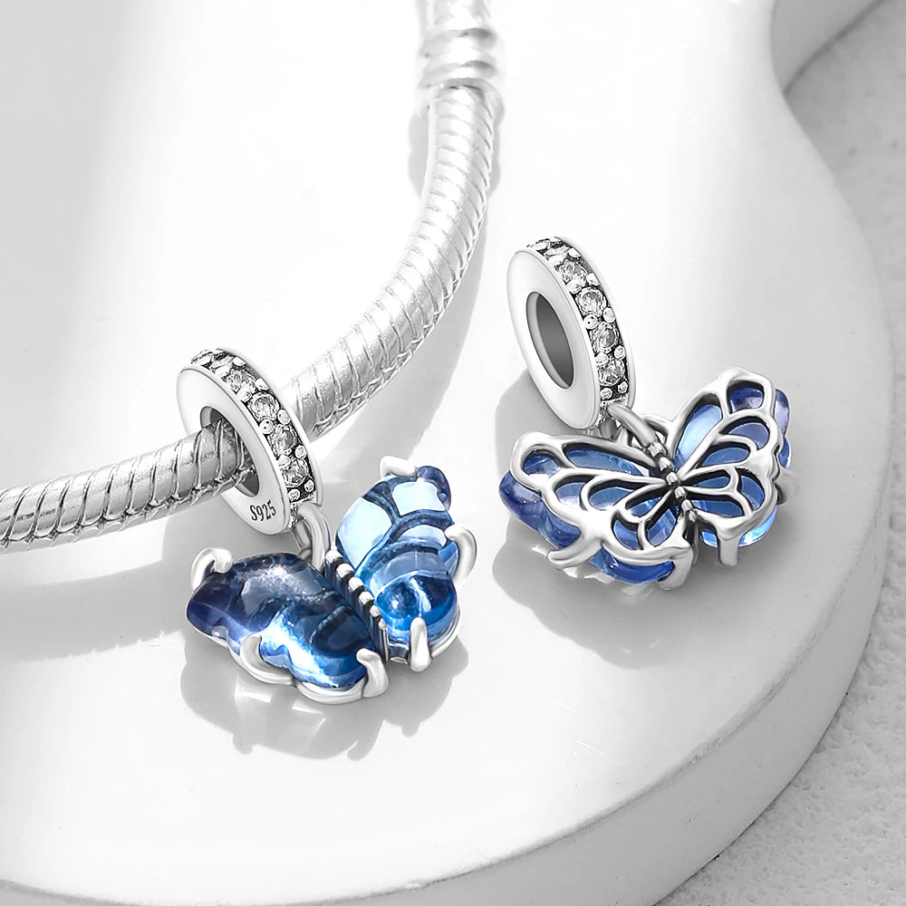 2025 Neu in Original 925 Sterling Silber Bunte Exquisite Schmetterling Serie Charm Fit Armband Halskette DIY Frauen Schmuck Geschenk