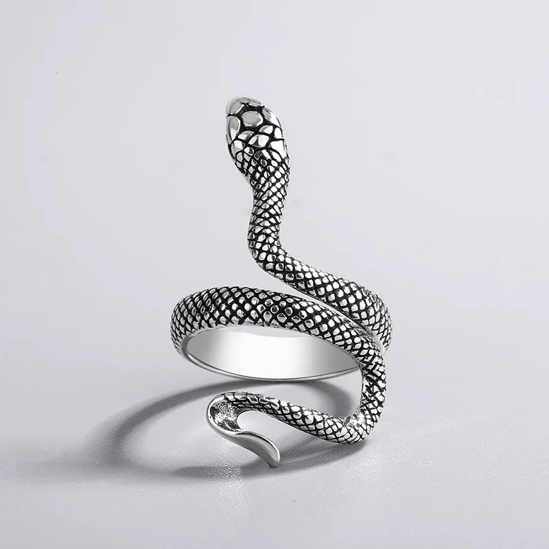 Retro Thai Silber Wicklung Schlangenform 925 Sterling Silber Schmuck Persönlichkeit Dominierendes Tier Exquisite Öffnungsringe R295