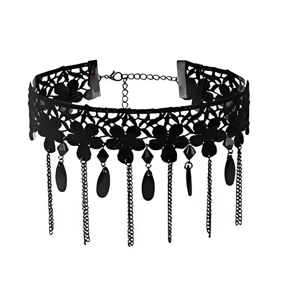 Neo-Gothic Punk Schwarz Sexy Spitze Halskette Für Frauen Mode Retro Schlüsselbein Kette Halloween Kragen Halsband Steampunk Geschenke