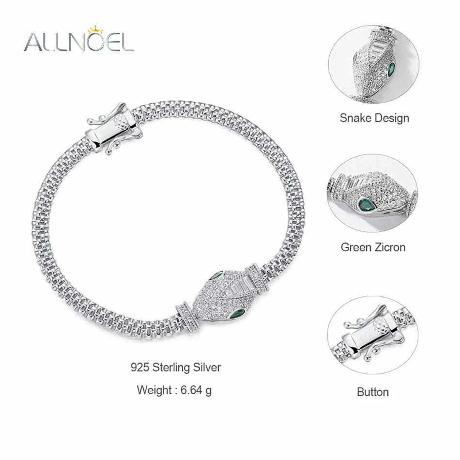 ALLNOEL Armband aus 925er-Sterlingsilber, Tier-Hip-Hop-Mode-Damenarmband, glänzendes Zirkonia-Armband, Schmuck, Geschenk