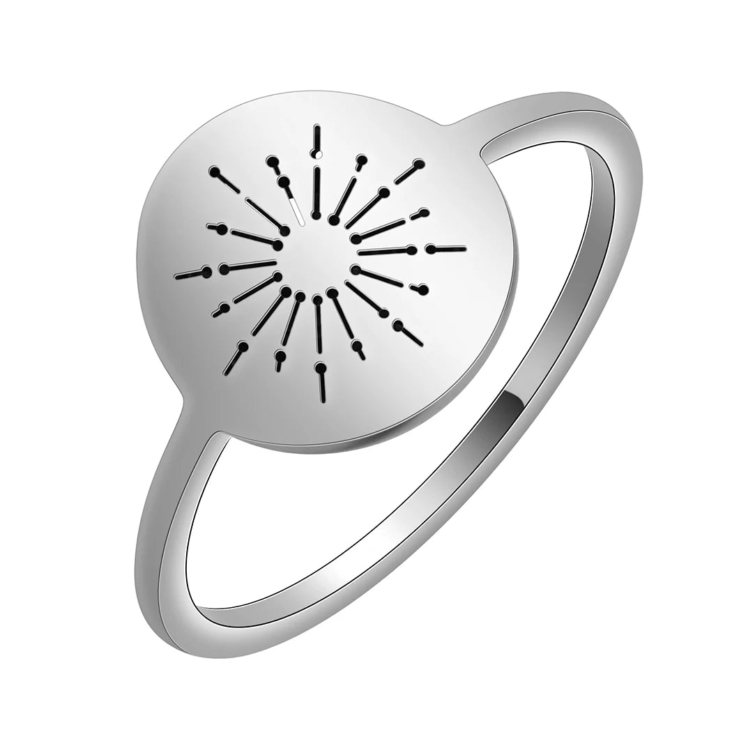 Initial minimalist ischen Edelstahl Starburst der Sonne Tarot Ring für Frauen Männer zierliche ovale Aussage Schmuck Geschenk
