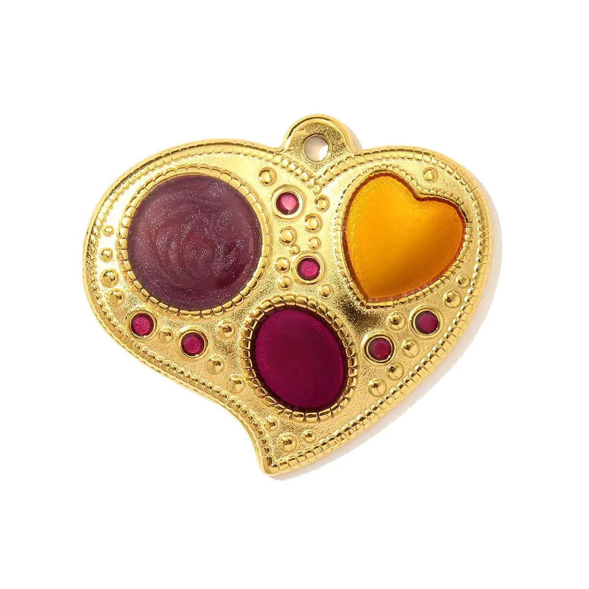 3 teile/los Französisch Retro Edelstahl Emaille Liebe Herz Halskette Anhänger Hamsa Hand DIY Ohrring Charme Frauen Große Kreuz Schmuck