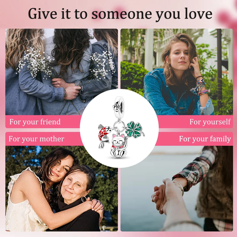 Neu im 925er-Sterlingsilber, grüne Charms, Perlen, Frosch, Kleeblatt, Schildkröte, Anhänger, Schmuck, passend für Original-925-Armbänder für Frauen, DIY-Geschenk