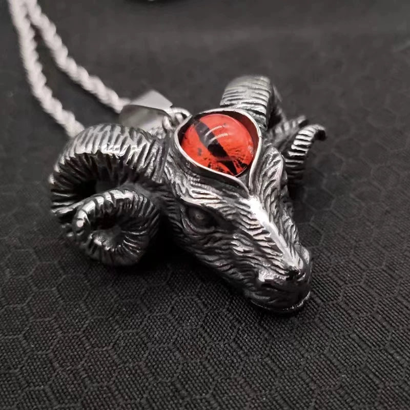 Modische und kreative Gothic Devil Eye Schafkopf-Halskette für Herren, personalisierbar, trendiger Retro-Punk-Schmuck, Accessoires für Damen