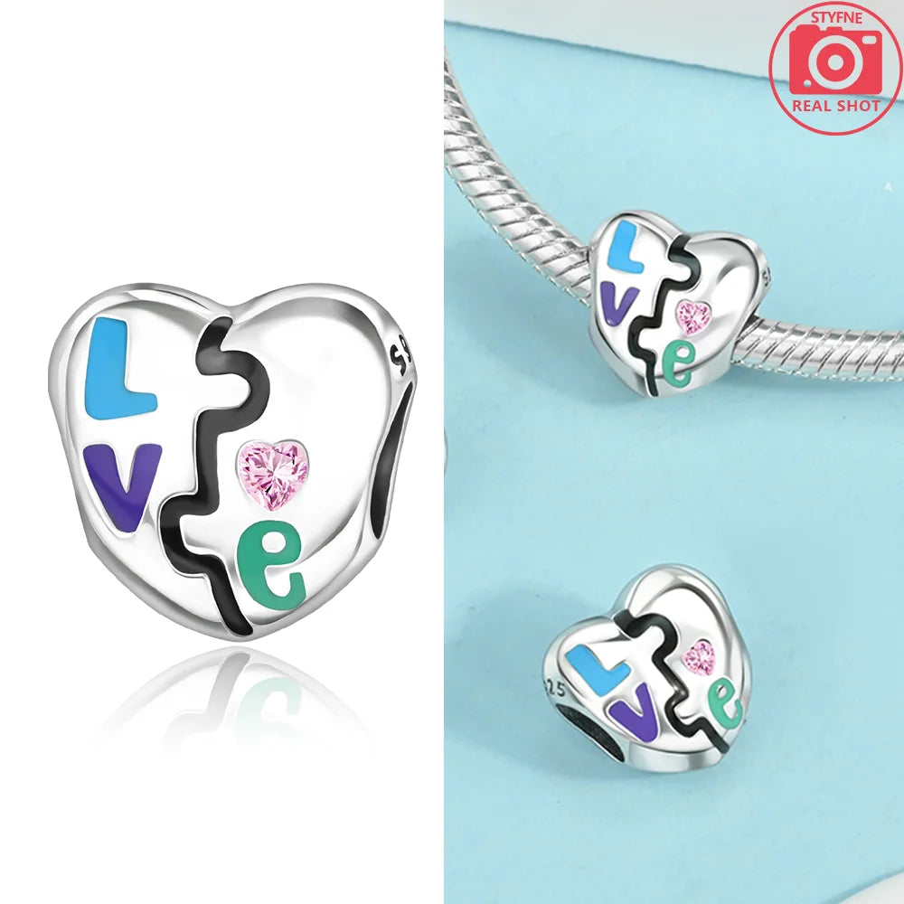 Original 925 Silber Lila Romantische Sternenplanet Perlen Halskette Charms Perlen Fit Armband Frauen Diy Zubehör Feines Geschenk
