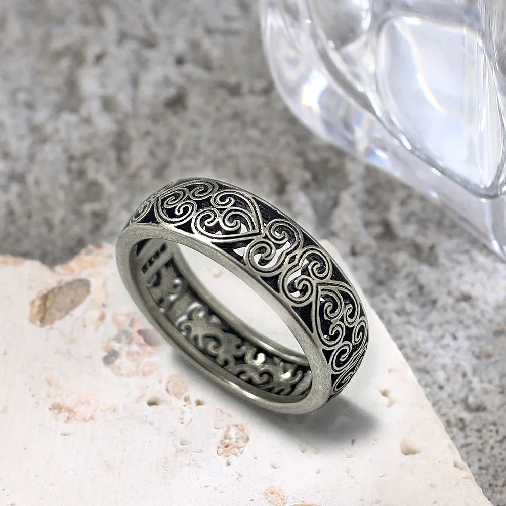 Ringe aus 925er-Sterlingsilber, ausgehöhlt, Vintage-Blumenform, mit Retro-Silber, Hip-Pop, coole Ringe, edler Schmuck, Geschenk für Damen und Herren