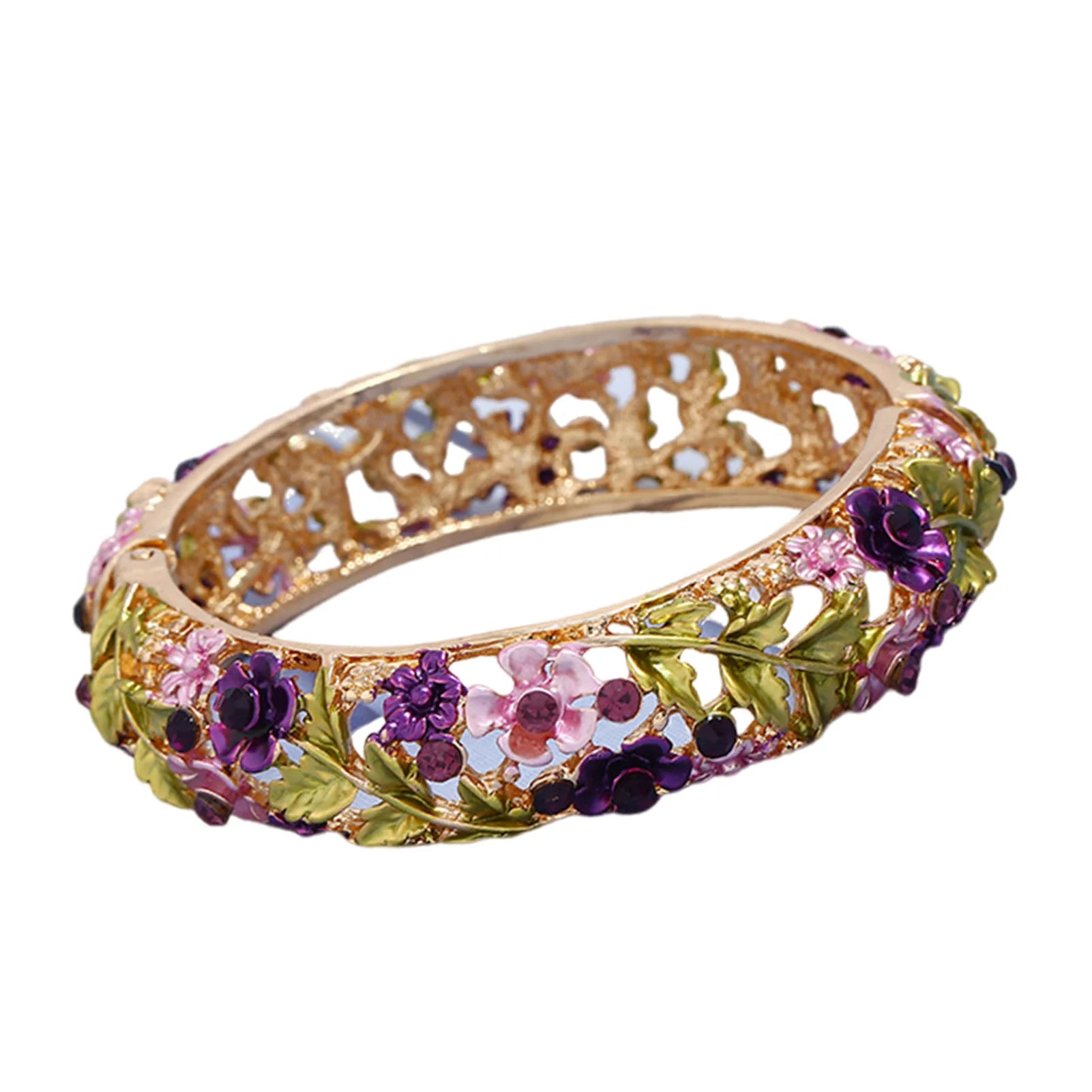 Frau Vintage Armreifen handgemachte bunte Metall Blumenarmbänder für Mama Oma Schwester Freundinnen Geburtstag Neujahr Party Geschenke