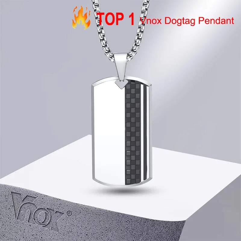 Vnox Herren-Halskette mit Erkennungsmarken-Anhänger aus Edelstahl, geometrische Hundemarken-Halsketten, Geschenk für Ihn, Schmuck