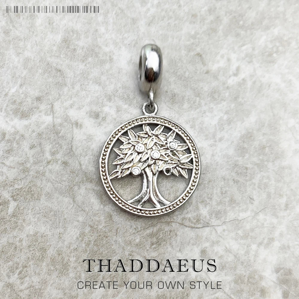 Baum des Lebens Runde Anhänger Charme Frühling 925 Sterling Silber Elegante Frauen Mädchen Schmuck Geschenke Dropshipping