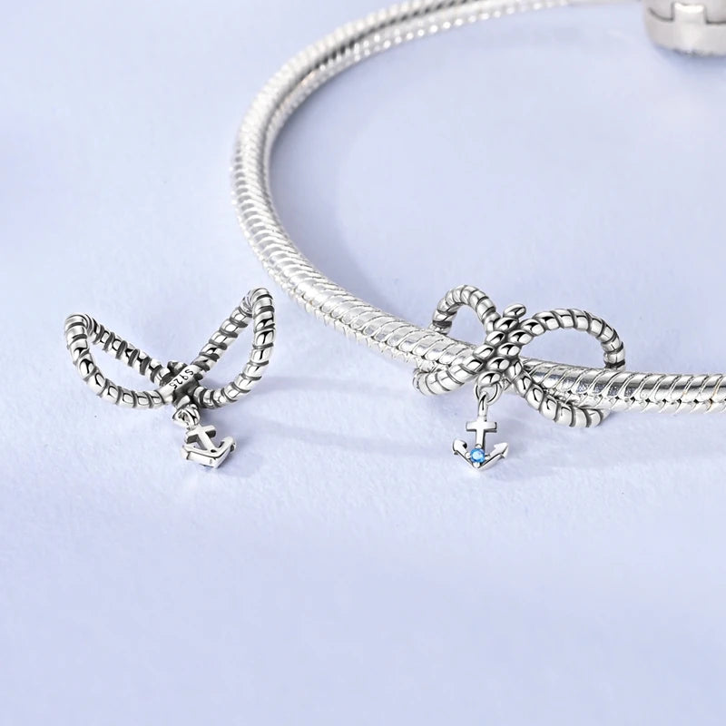 Heißer Verkauf Charms Perlen 925 Sterling Silber Farbe Bogen Kreuz Lebensbaum Perlen Fit DIY Original Armreif Charme Anhänger Schmuck