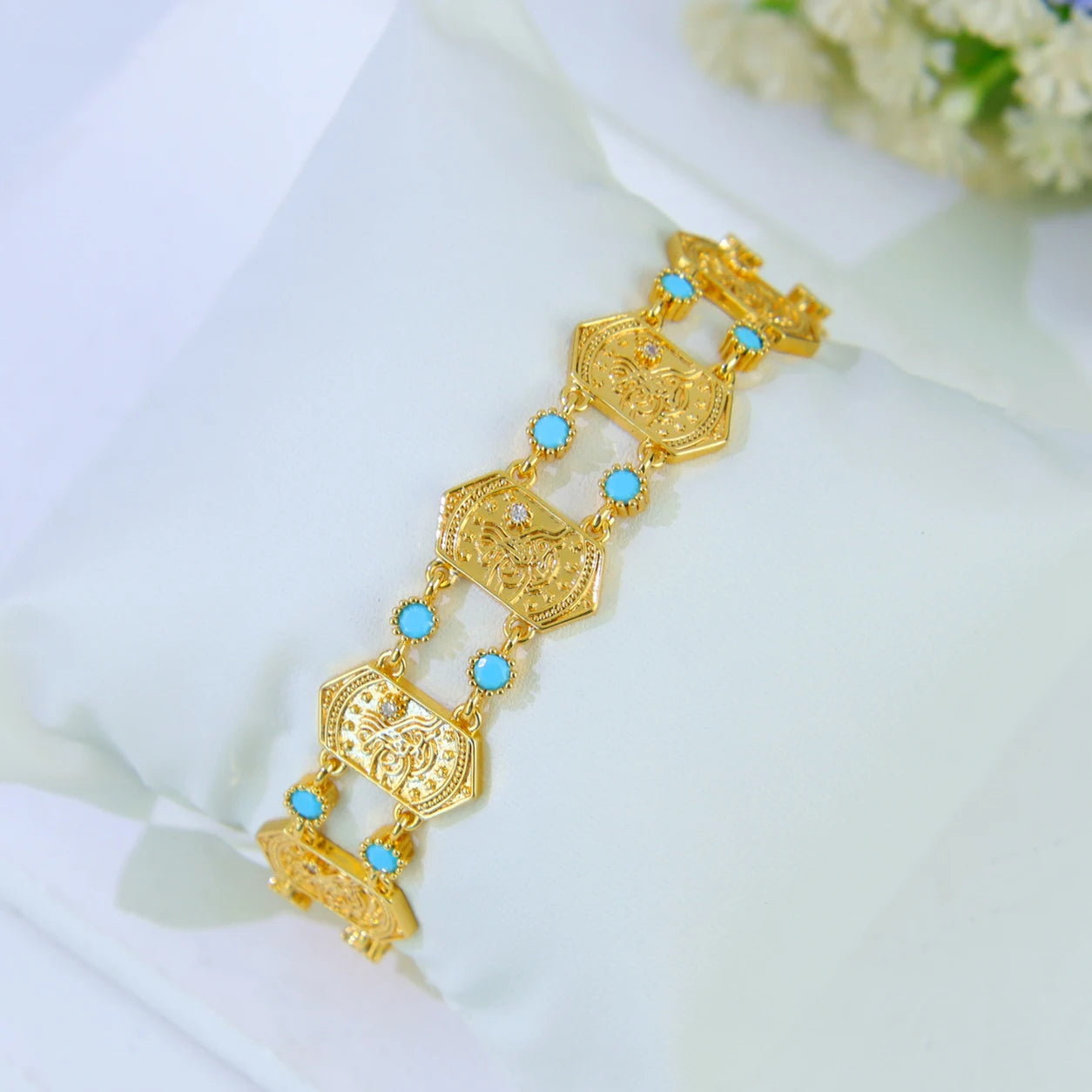 Dubai Mode Geometrische Armband 21k Gold Überzogene Arabisch Muslimischen Braut Manschette Armreifen Türkische Frauen Vintage Hochzeit Schmuck