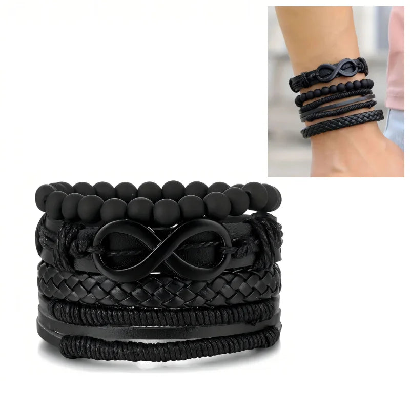 Punk Multilayer Antike Leder Armband Set Schädel Auge Stern Charms Hiphop Rock Y2K Vintage Pu Gothic Armband Mann Goth Schmuck
