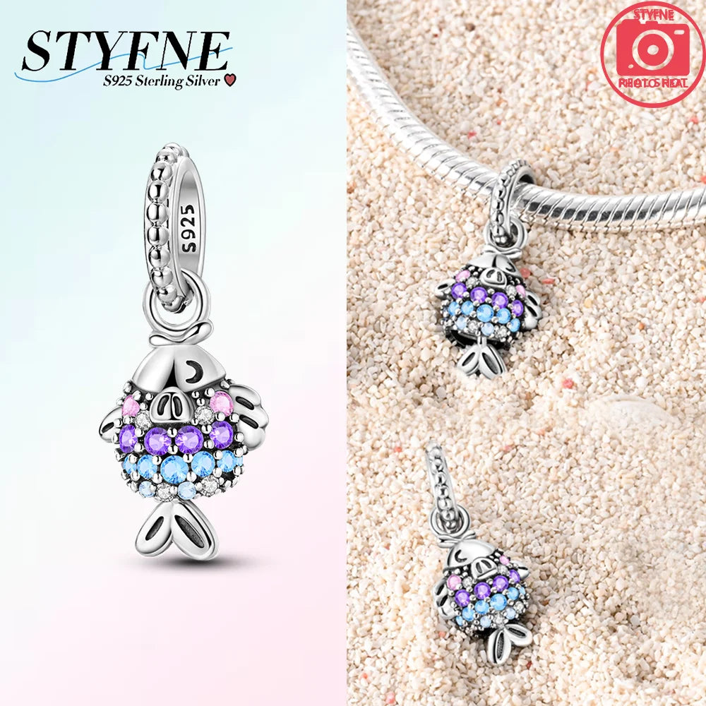 925 Silber DIY Schmuck Zubehör Zirkon Krabbe Wal Big Mouth Fisch Charms Perlen passen Original Armband Schmuckstück