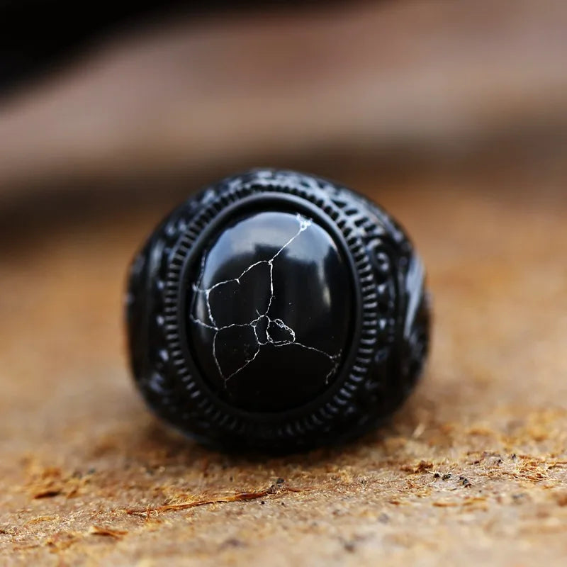 Vintage handgemachte türkische schwarze Zirkon Ringe Retro Männer Edelstahl Tigerauge Stein Ringe klassische Hochzeit Verlobung Schmuck